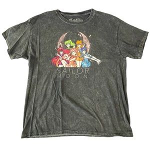 Sailor Moon with Friends Faded Black Style Short Sleeve T-Shirt Size M